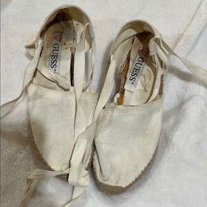 Guess Cream Espadrille Shoes with Elastic Straps